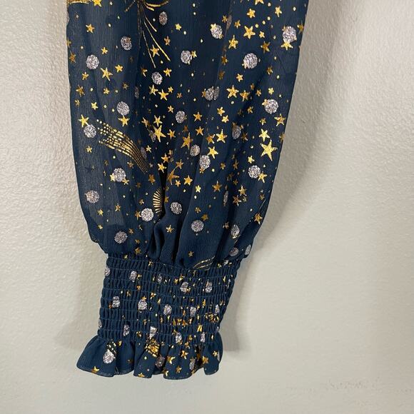 Urban Outfitters Smocked Crop Top Small Green Celestial Sparkling Milkmaid NWT - Picture 6 of 9